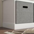 Wooden Shoe Bench with 3 Drawers and Fabric Seat for 3 Pairs of Shoes, 105x35x47 cm, White
