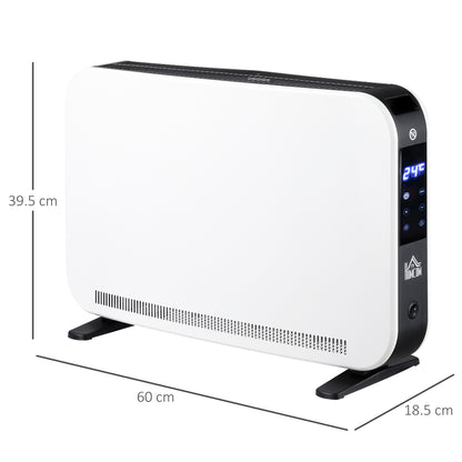 Electric Radiator with 3-Mode, Timer and Thermostat, in Steel and Plastic, 60x18.5x39.5 cm, Black and White