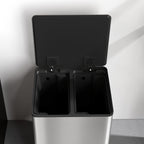 Dustbin 20L 2-Section Pedal Waste Bin with Silent Lid, in Stainless Steel and PP, 41.8x36.7x58 cm