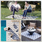 Reversible Outdoor Rug with Geometric Pattern, 121x182 cm, Grey and White