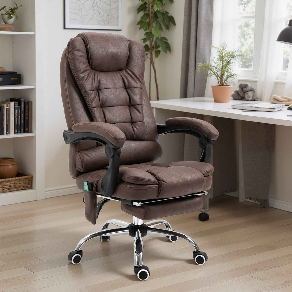 Vinsetto Office Chair with Remote Control and 6 Massage Points, Microfiber, 65x70x111-119 cm, Brown