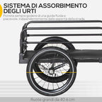 HOMCOM 70L Bike Cart with 2 x 16" Wheels, 2 Reflectors and Flag, Steel and PE, 125 x 64 x 53.5 cm, Black