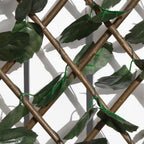 Artificial Hedge with 2 Sections of 356 Ivy Leaves, in Polyester and Rattan, 200x100 cm, Green and Brown