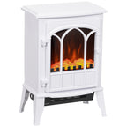 Electric Floor Fireplace, 1000W/2000W Power, Adjustable Flame Effect, 39x23x56.5cm, White
