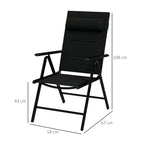 Outsunny set 2 folding chairs with reclining backrest and headrest, aluminum and polyester, 54x67x108 cm, black - Borgè