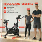SPORTNOW Adjustable Magnetic Exercise Bike with LCD Display and Tablet Holder, Made of Steel and ABS, 103x49x98-112 cm, Black