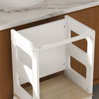 Montessori Tower for Children with Blackboard and Railing, Wooden, 55x52.5x87.5 cm, White and Wood color