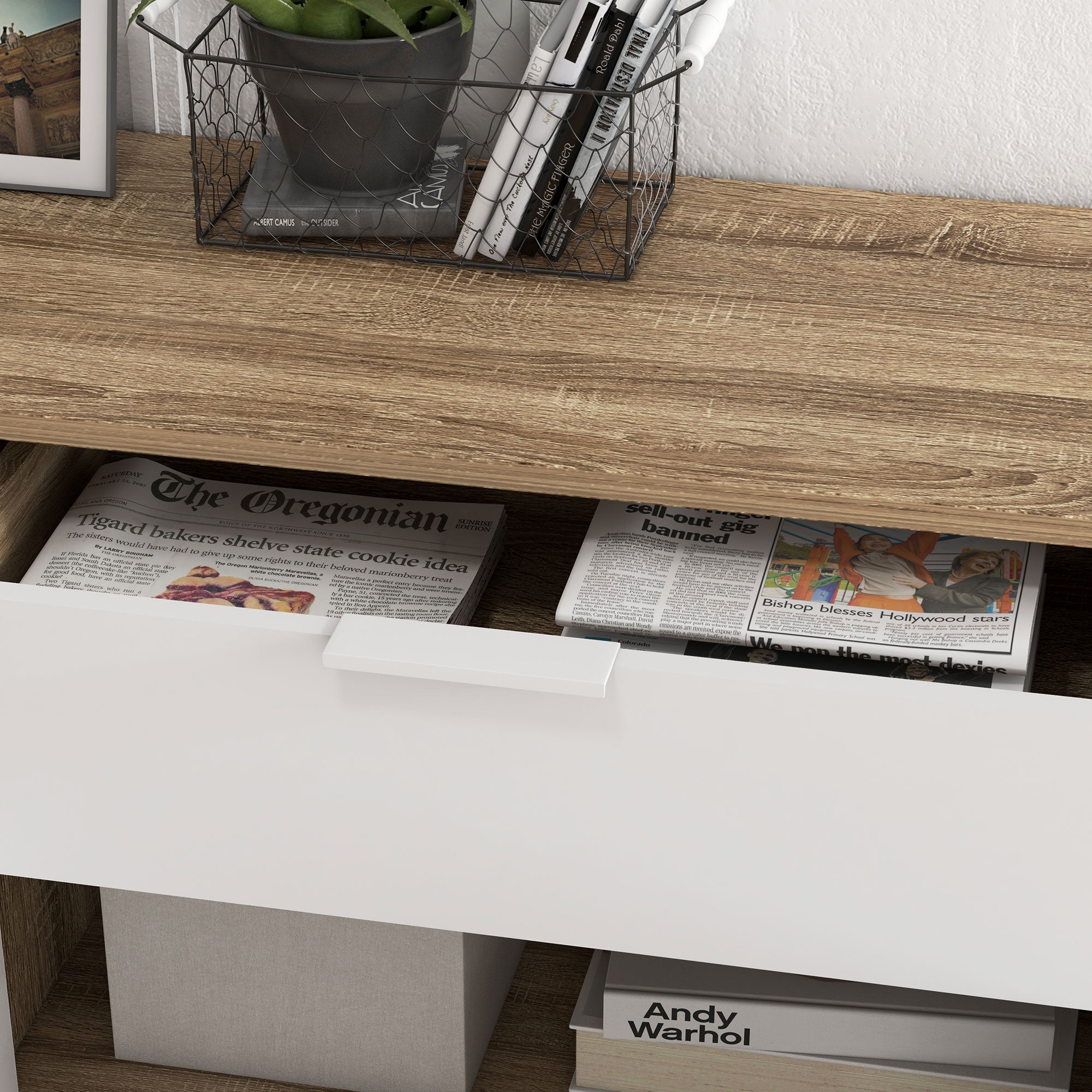 Homcom Multiuse saving saving with 3 open shelves, locker and drawer, in chipboard, 95x35x85 cm - Borgè