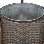 BUDAPEST |  5 Piece Garden Table and 4 High Chairs Set in Synthetic Rattan with Ice Bucket, Brown - Borge' Group Limited