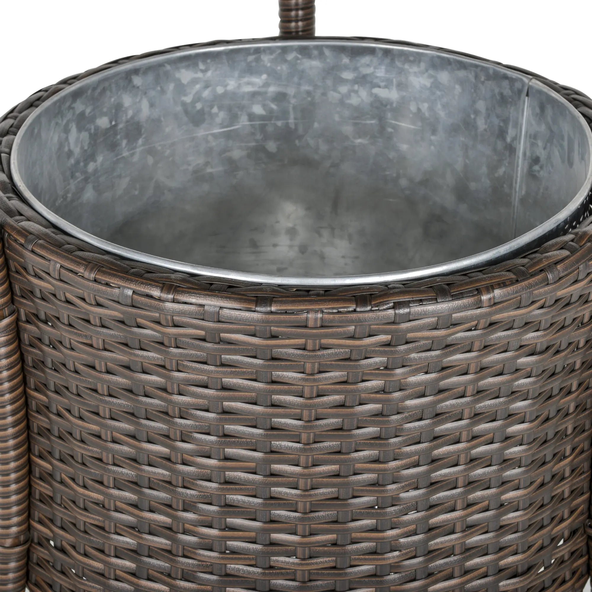 BUDAPEST |  5 Piece Garden Table and 4 High Chairs Set in Synthetic Rattan with Ice Bucket, Brown - Borge' Group Limited