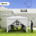 Outsunny 3x3m Folding and Waterproof Gazebo with Side Panels, Steel and Oxford Fabric, White