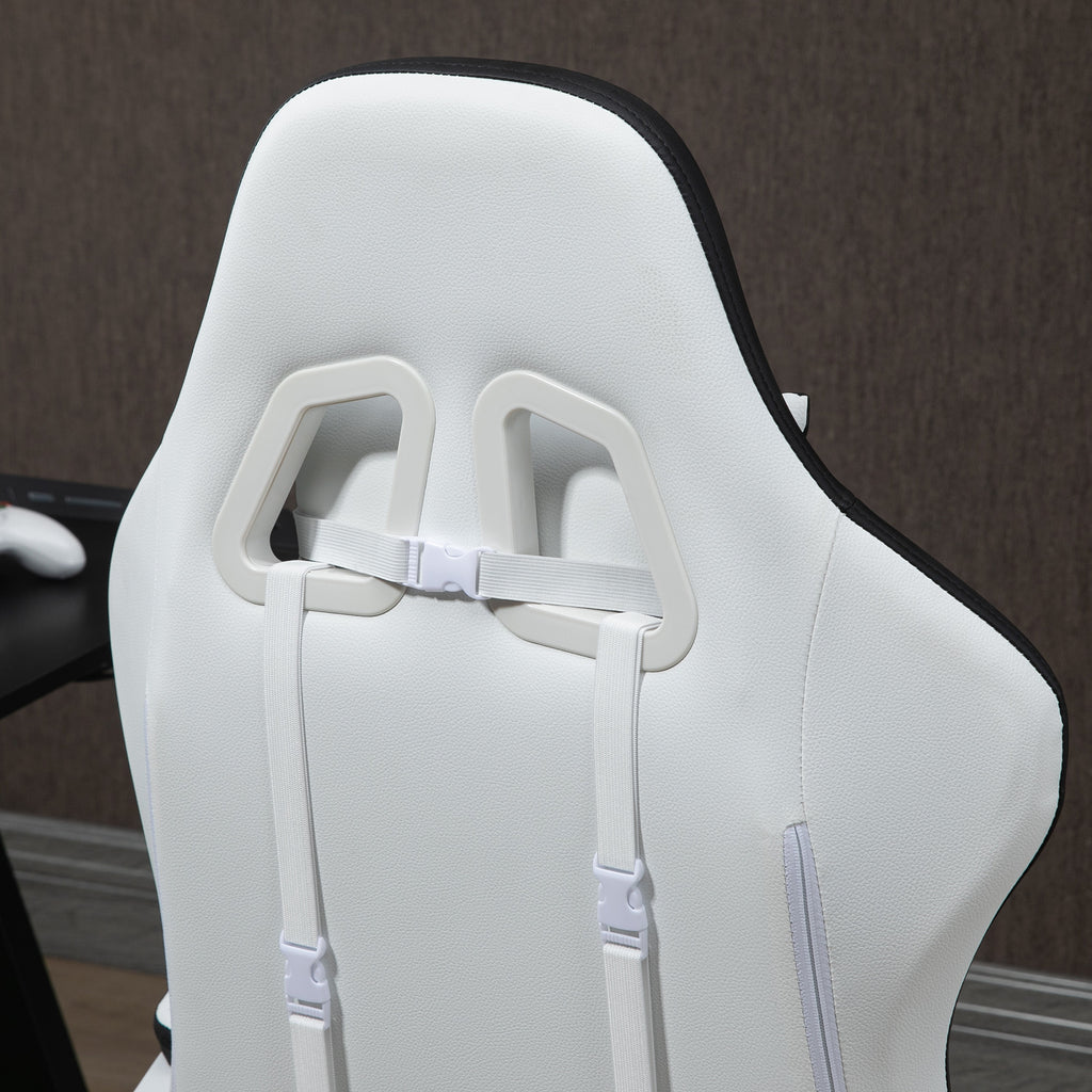 Gaming Chair with Adjustable Height and Reclining Backrest, 65x65x121-129 cm, Black and White