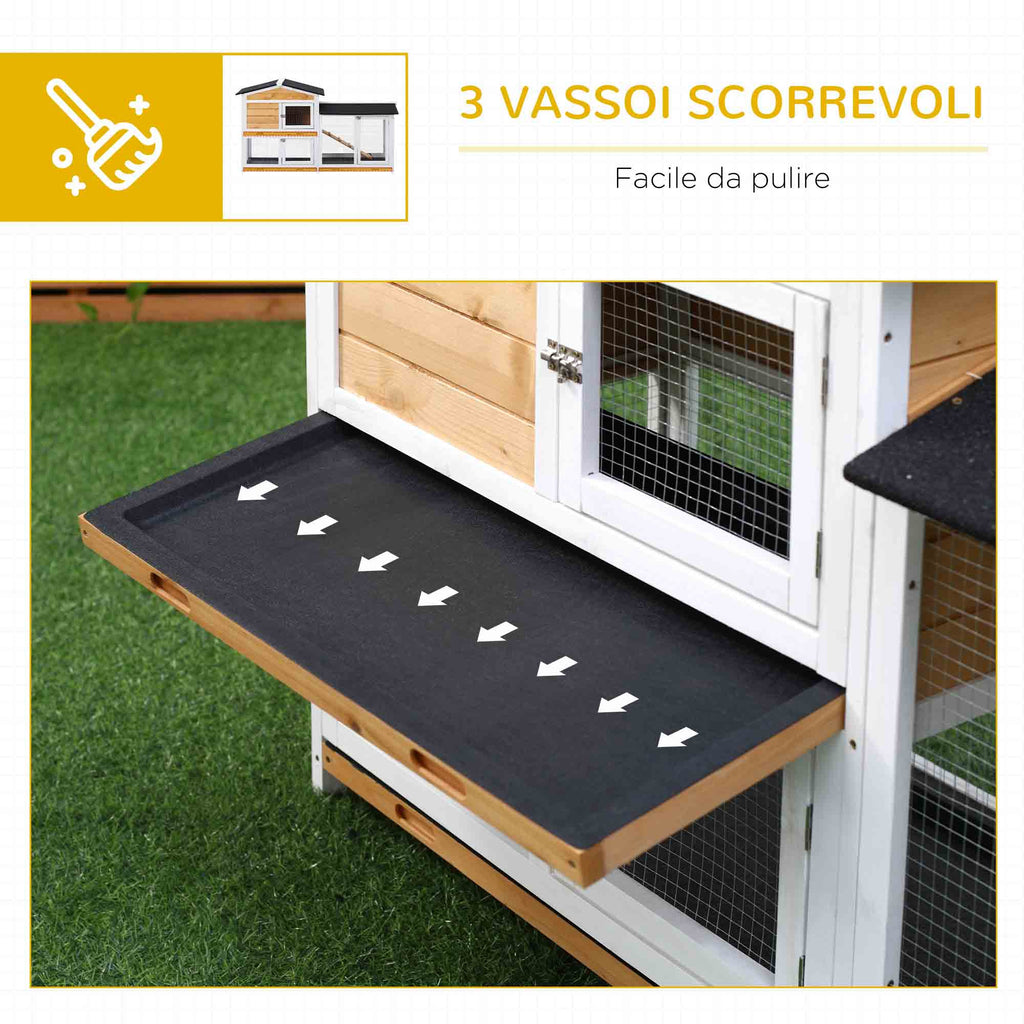 Outdoor Rabbit Cage with House, Ramp and Open Enclosure, Yellow and Black