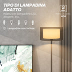 Modern Floor Lamp with Double Lampshade and Foot Switch, Ø33 x 152.5 cm, Black