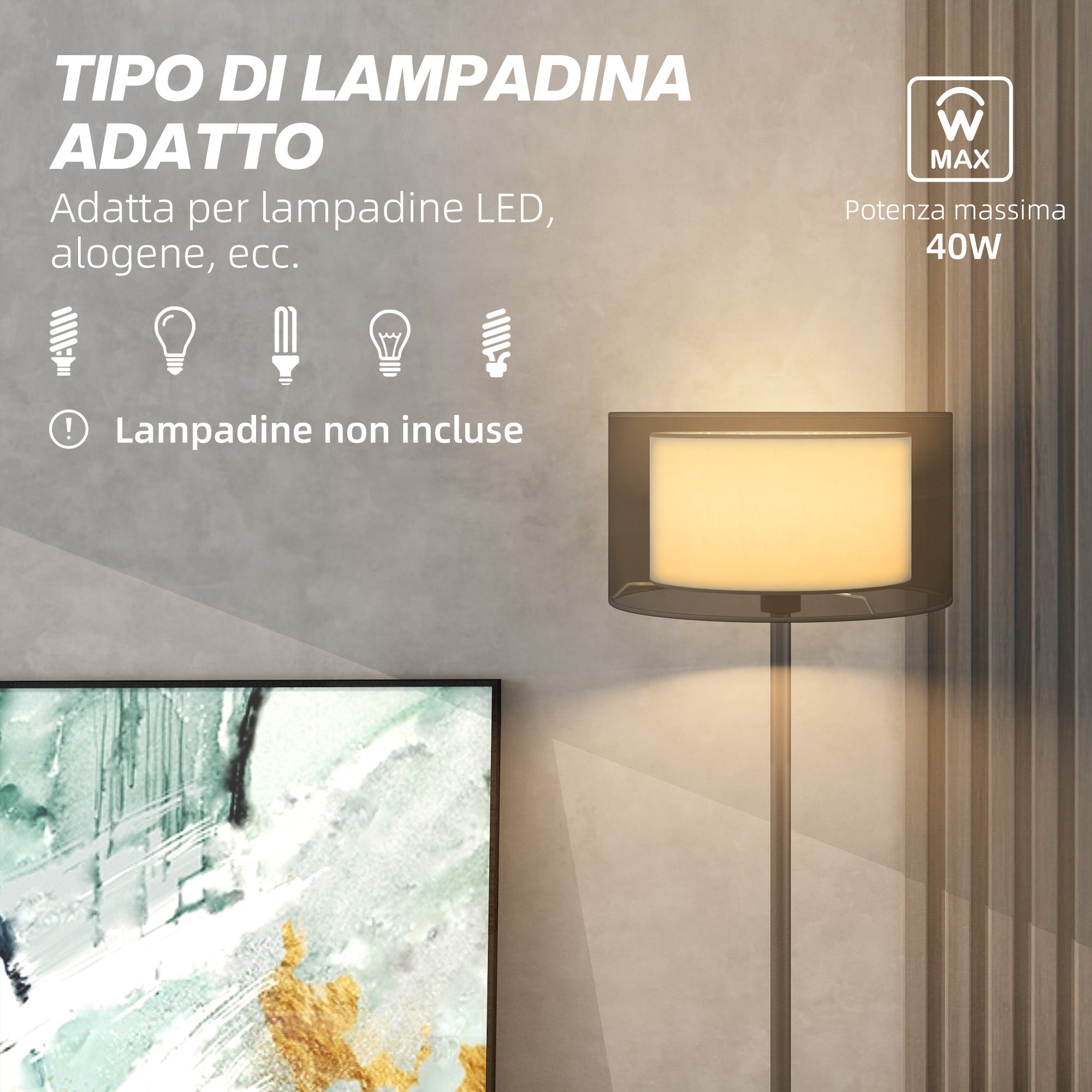 Modern Floor Lamp with Double Lampshade and Foot Switch, Ø33 x 152.5 cm, Black