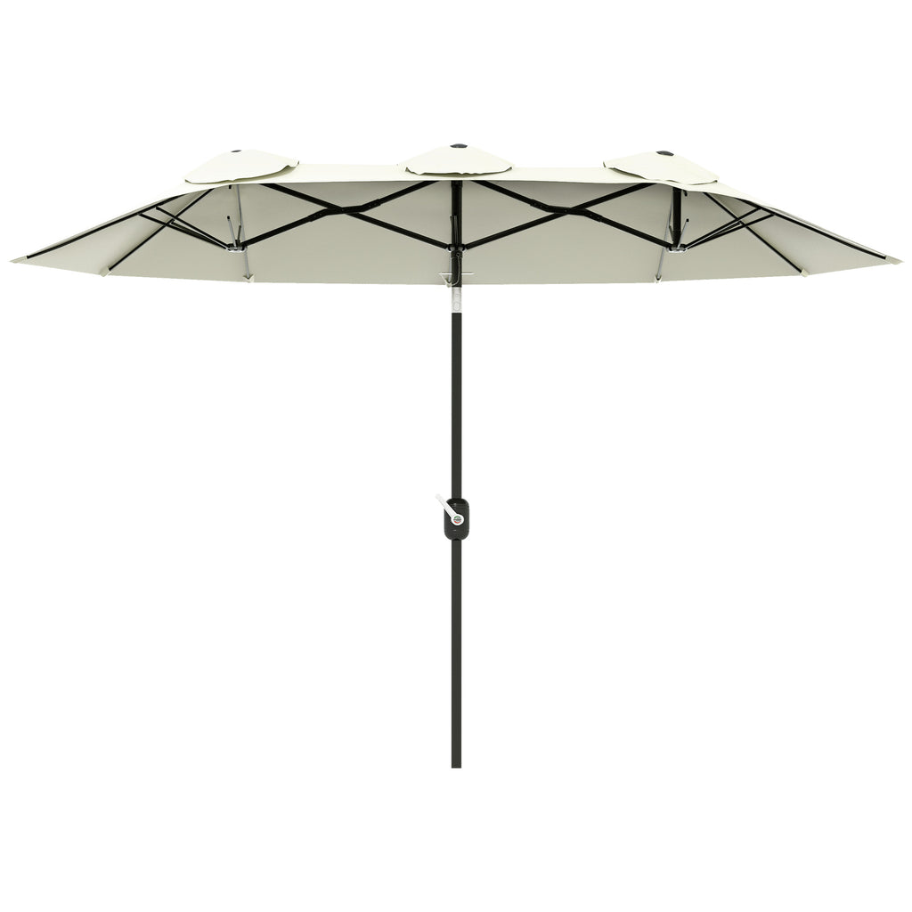 Double Tilting Garden Umbrella with Crank Opening, 285x147x227cm, Beige