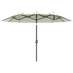 Double Tilting Garden Umbrella with Crank Opening, 285x147x227cm, Beige