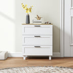 Modern 3-Drawer Wooden Chest of Drawers, 60x38x71 cm, White and Wood Color