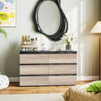 Chest of 6 Drawers for the Bedroom in Wood with Metal Guides, 120x39x75 cm, Black and Wood Color