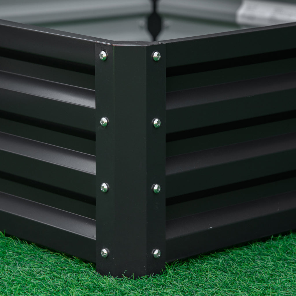 Open Bottom Raised Garden Bed with Covering, in Galvanized Steel, 120x120x30 cm, Gray - Borgè