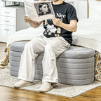 Teddy Fabric Bed End Bench with Storage Compartment, 116x41x40.5cm, Light Grey