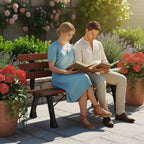 Outsunny 2-Seater Garden Bench with Cast Iron and Fir Wood Slats, 120x57x70 cm, Coffee