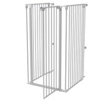 3-Panel Folding Dog Gate with Double Lock, Steel and Plastic, 206 x 120 cm, White
