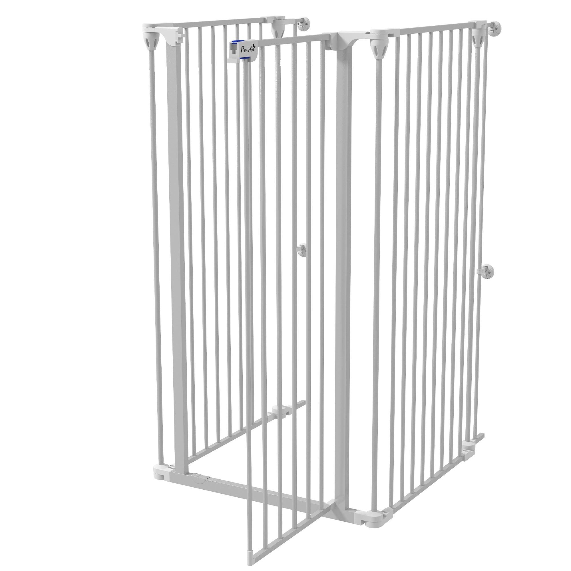 3-Panel Folding Dog Gate with Double Lock, Steel and Plastic, 206 x 120 cm, White