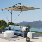 Outsunny 247x247cm Cantilever Umbrella with Cross Base and Crank Handle, in Metal and Polyester, Khaki Color