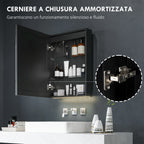 Bathroom Cabinet with Mirror, Adjustable LED Lights and Anti-Fog Function, Black