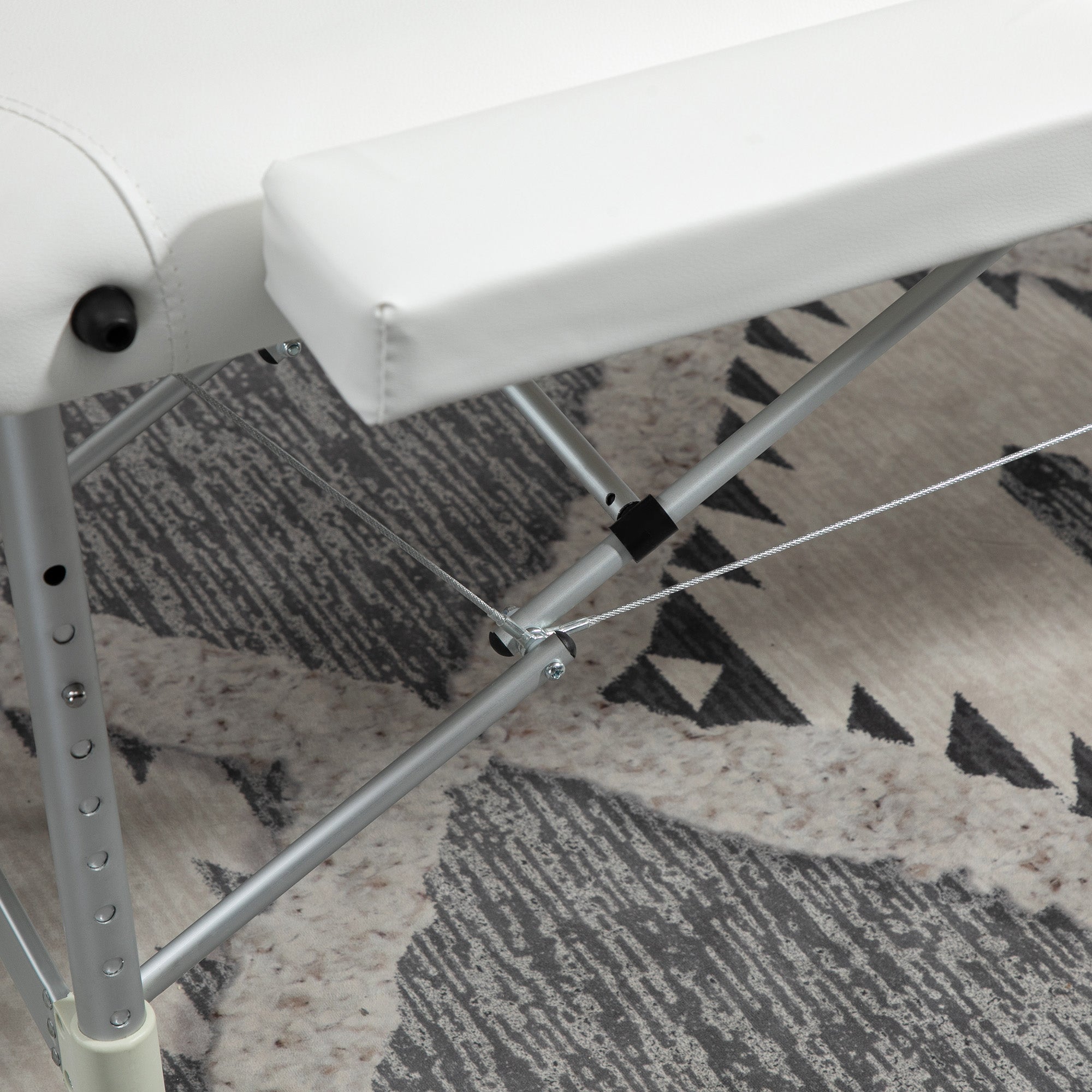 Portable Folding Professional Massage Table in White Aluminum 215x81x61-84cm