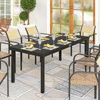 8-Seater Aluminum and Plastic Garden Dining Table, Black