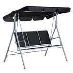 Outsunny 3-Seater Metal Garden Swing, Removable and Washable Sun Canopy, Black and Silver, 171x108x150cm