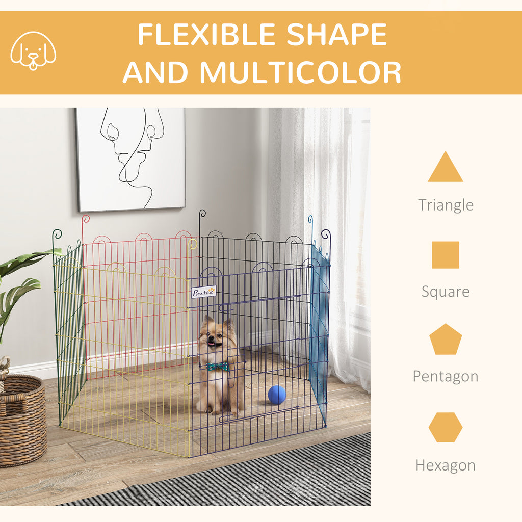 PawHut 6-Panel Metal Dog Gate with Snap Closure, Ø120x60 cm, Multicolour - Borgè