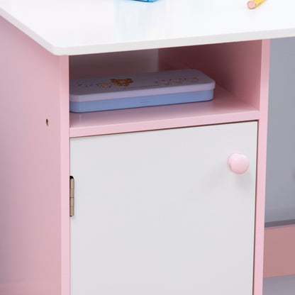 Wooden Table and Chair Set for Children 5+ Years with School Desk 90x45x85 cm and Chair 29x29x66 White and Pink