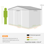 Steel Sheet Garden Shed with Sliding Doors, 236x174x190cm, Brown