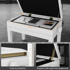 HOMCOM Adjustable Piano Stool with Storage Compartment and Padded Seat, 54.5x33x48-58 cm, White