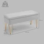 Bedside Bench with Fabric Storage and Steel Legs, 100x40x49 cm, Light Grey