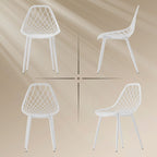 Set of 4 Modern Dining Chairs with Perforated Backrest in Plastic and Metal Legs, White