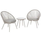 Boho Style Synthetic Rattan Garden Set with Coffee Table and 2 Chairs, Cream White - Borge' Group Limited