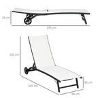 Outsunny Set of 2 Sun Loungers with Reclining Backrest, in Aluminum and Breathable Fabric, 66x165x102 cm, Cream