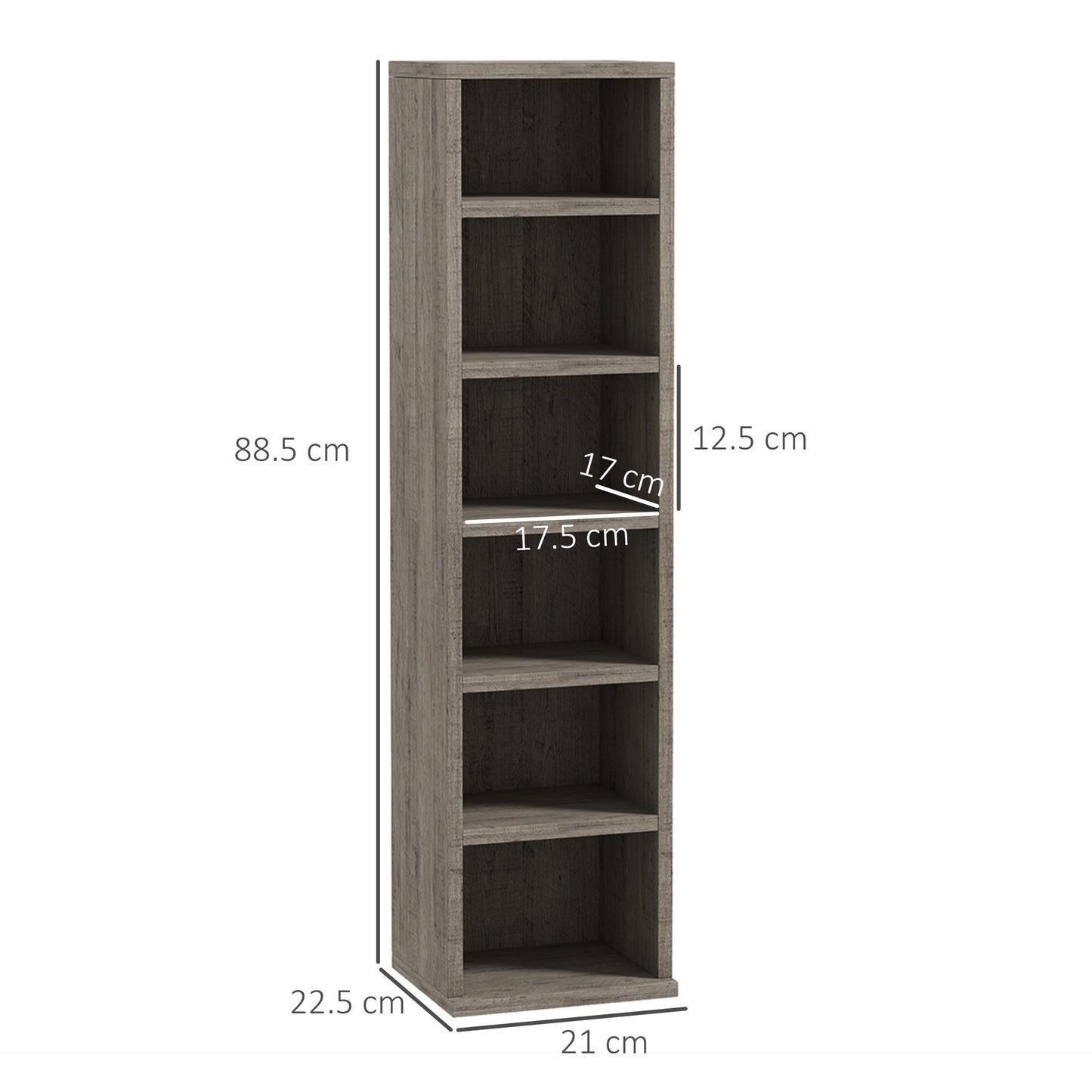 CD Shelving Set with 204 CD Shelves for 204 CDs, 21x22.5x88.5 cm, Grey