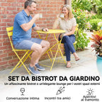 Outsunny Bistro Set, Folding Table and Chairs for 2, Garden, Yellow.
