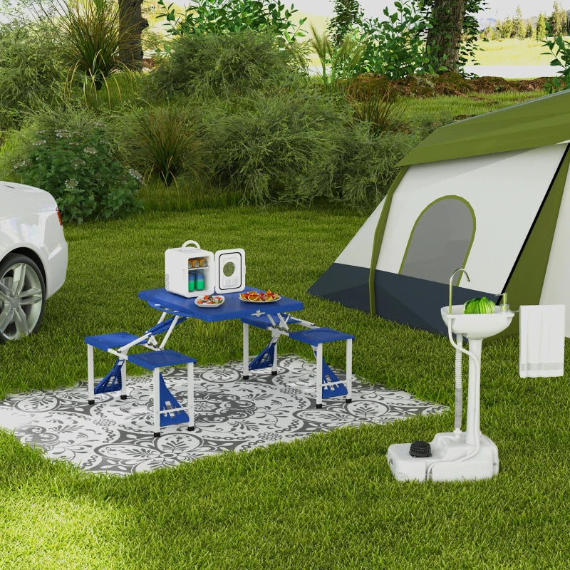 Portable Camping Sink with 2 Wheels, 17L Water Tank and 2.5L Soap Tank, 51x33.5x103cm - Borge' Group Limited