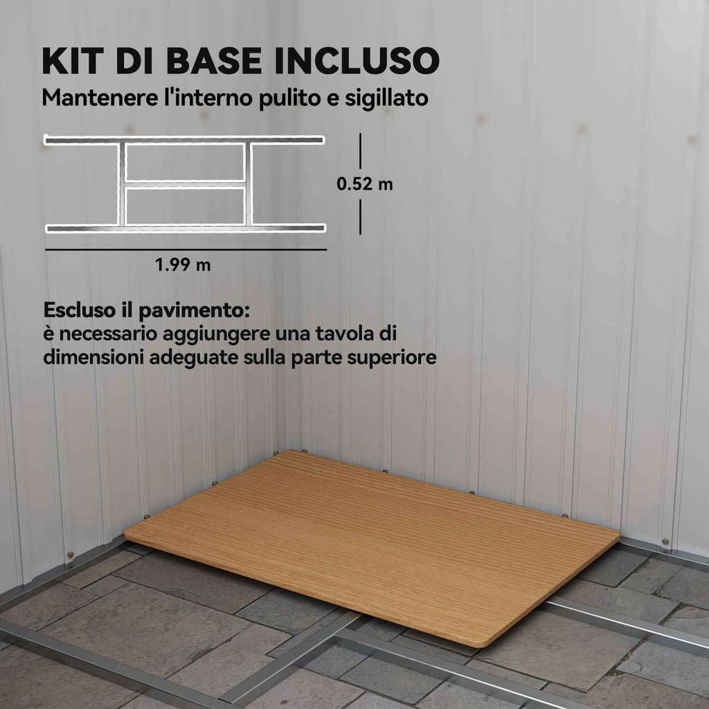 Outsunny Tool Shed with Sloped Roof, 2 Entrances and Air Vents, Steel, 213x130x172 cm, Dark Grey
