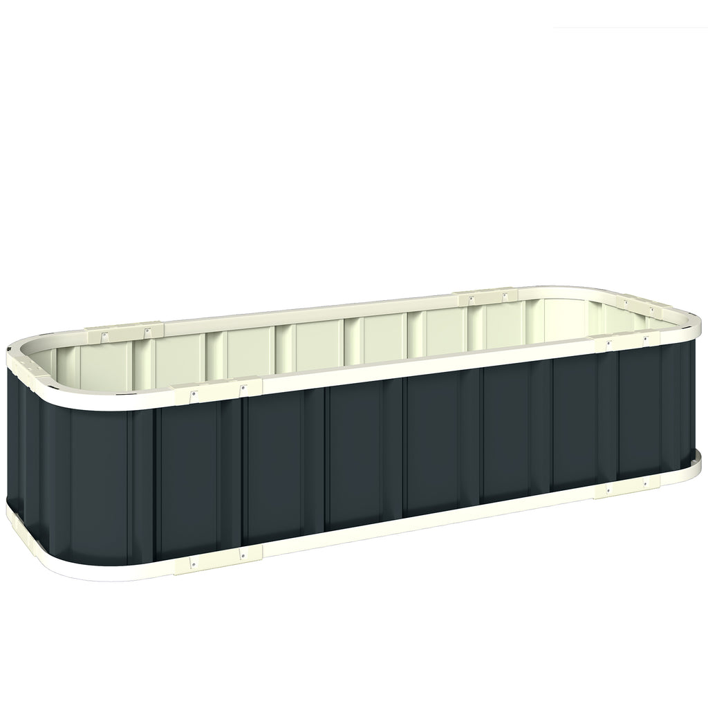 Outsunny Raised Garden Bed with Open Bottom and Folded Steel Edges, 136x52x31 cm, Dark Grey