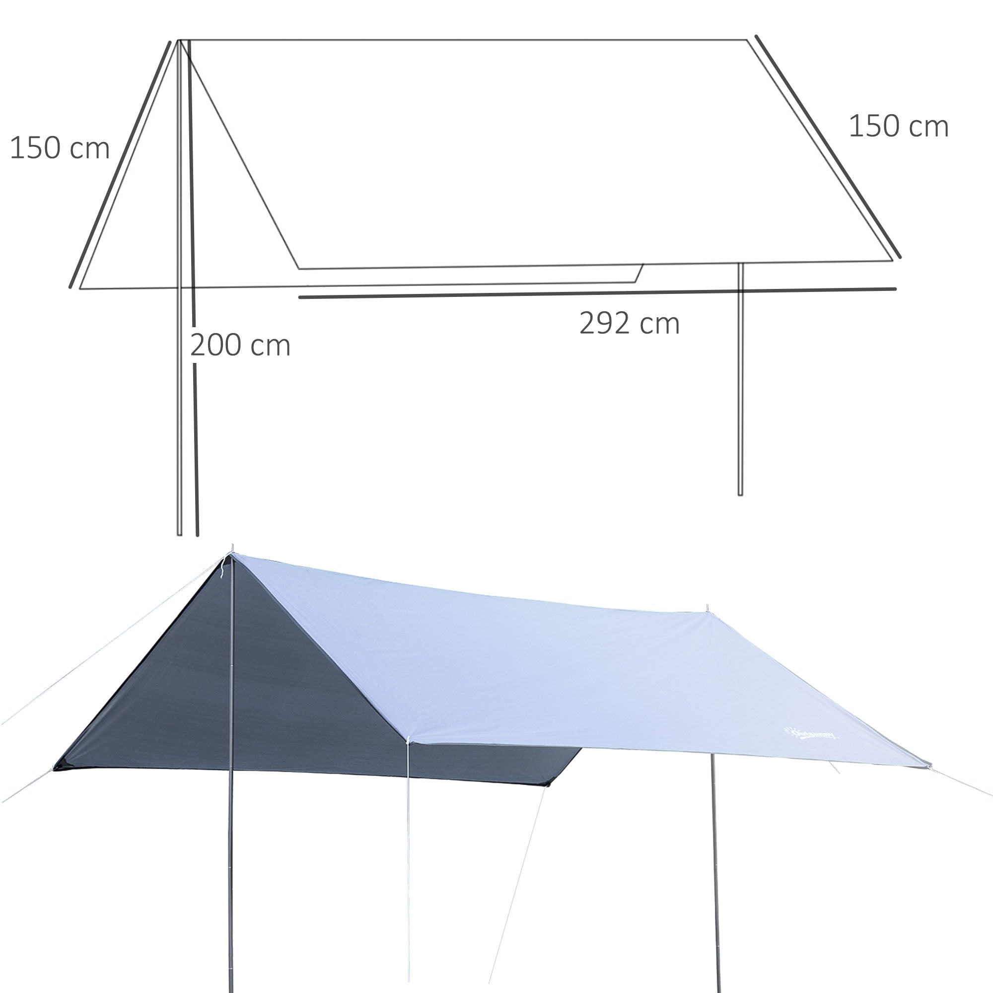 Portable Awning 3x3 m, Waterproof Awning for Camping and Beach, White