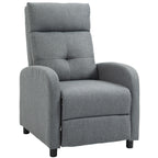 155° Max Reclining Chair in Grey Linen Effect Fabric with Footrest, 67x87x98 cm