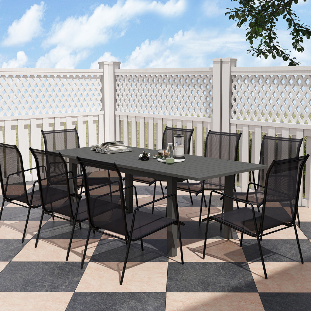 Extendable Garden Table 160-220 cm for 6-8 People Rectangular in Aluminum, Grey