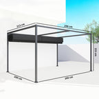 Outsunny Pergola Gazebo Outdoor 3x2.1 m with Retractable Metal and Polyester Canopy, Black